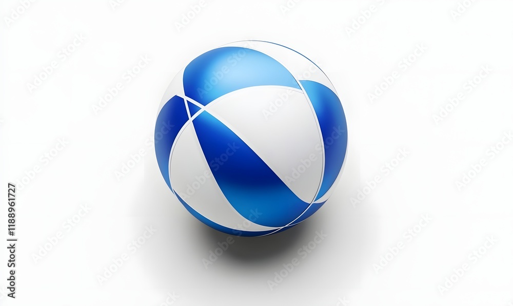 Blue and white beach ball on white background. Blue and white beach ball on white background.