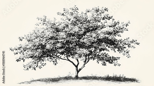 Tree crataegus or hawthorn, may-tree / antique engraved illustration from from la rousse xx sciele. Thornpath. Illustration photo