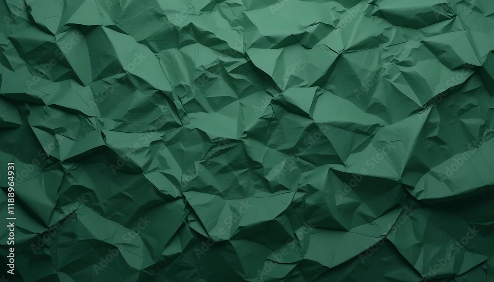 Obraz premium Deep Green Crumpled Paper Texture Background