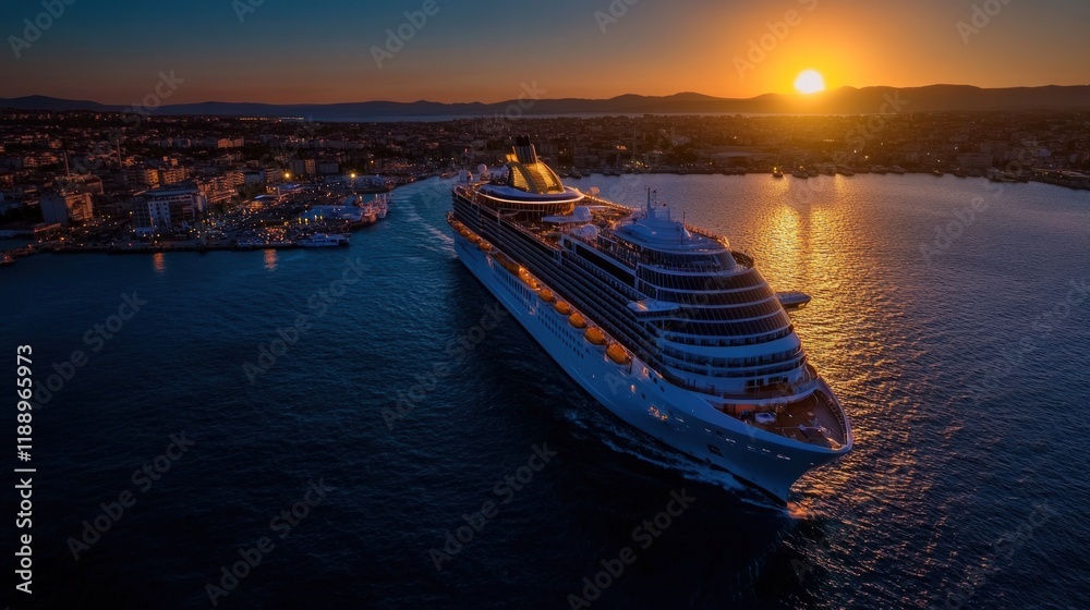 Fototapeta premium Majestic Cruise Ship at Sunset