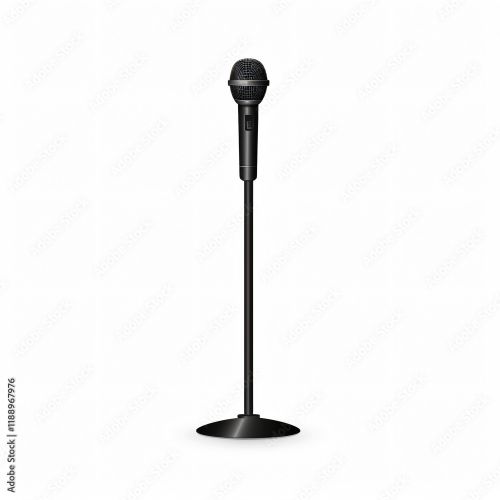 Obraz premium Simplified Microphone Stand on White Background Vector flat icon music audio 
