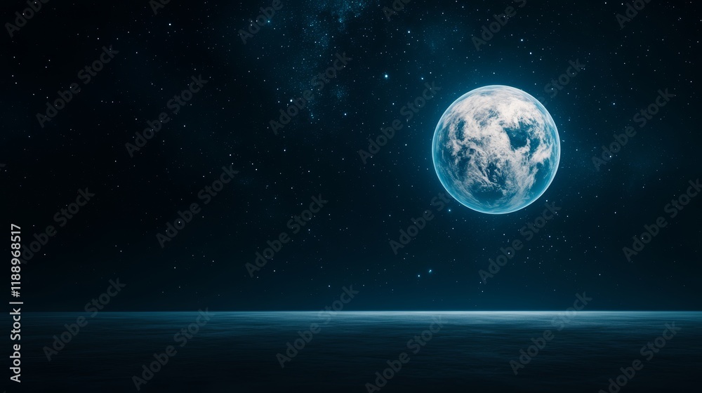 Fototapeta premium Blue Planet in the Cosmos: A Serene View of Earth from Space 8