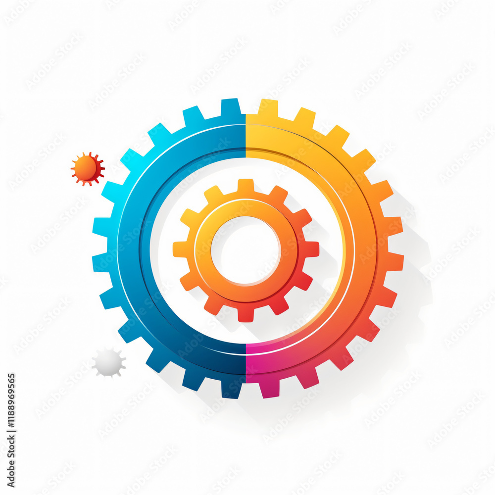 Simple Flat Vector of a Rotating Gear on White Background icon engine symbol Simple Flat Vector of a Rotating Gear on White Background icon engine symbol