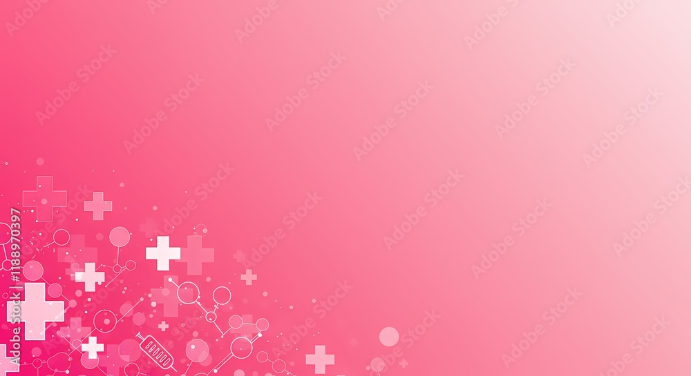Pink Medical Background Abstract Healthcare Design with Plus Symbols and Medical Icons Pink Medical Background Abstract Healthcare Design with Plus Symbols and Medical Icons