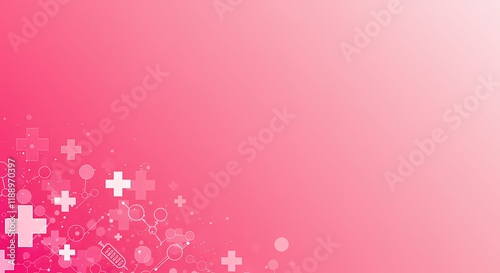 Pink Medical Background Abstract Healthcare Design with Plus Symbols and Medical Icons