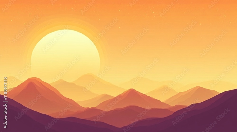 Sunset Mountain Range Landscape Golden Hour Sunset Mountain Range Landscape Golden Hour