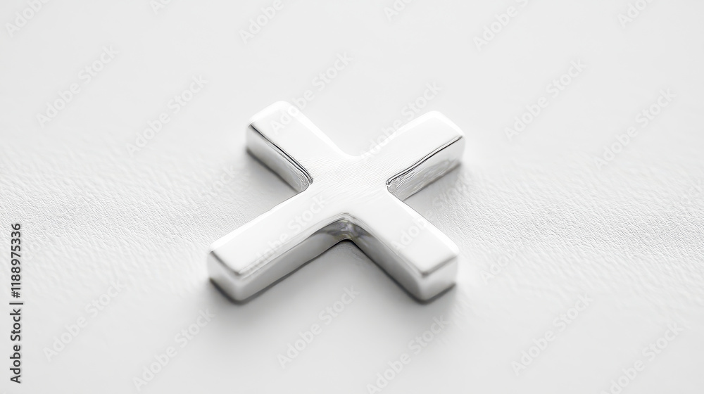 Obraz premium Silver cross pendant displayed on a textured black background, symbolizing faith and devotion in a modern context