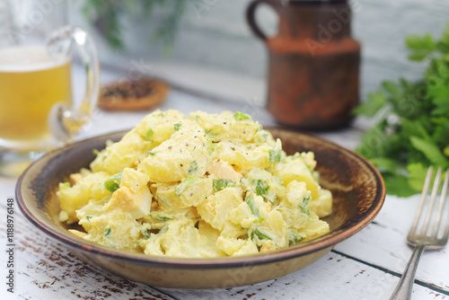 Traditional German dish potato salad photo