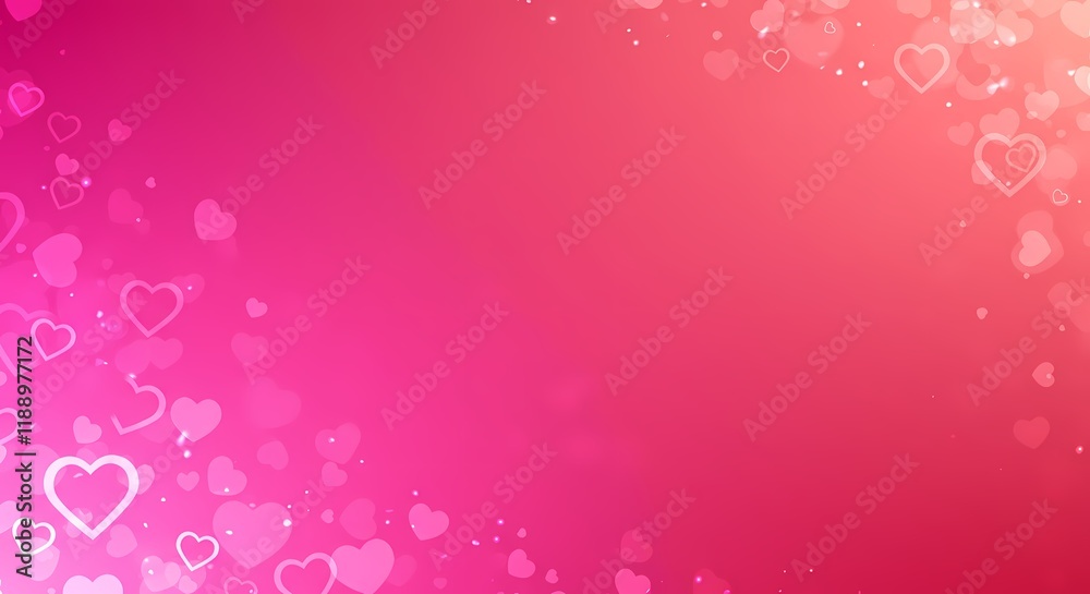 Romantic Pink Valentine s Day Background with Scattered Hearts Romantic Pink Valentine s Day Background with Scattered Hearts