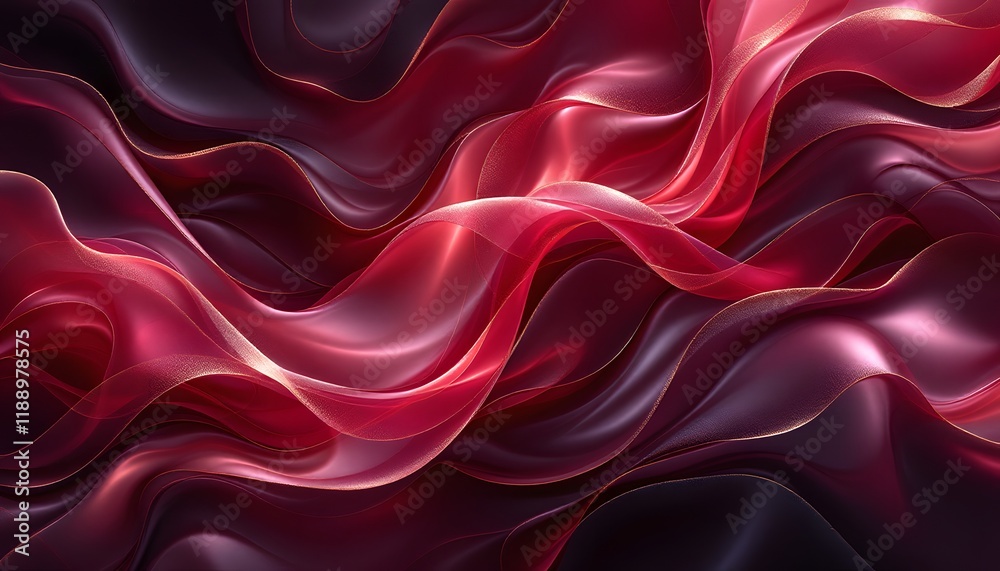 Obraz premium Elegant flowing waves of deep red and gold suggest sophistication and passion, perfect for high-end marketing, luxury product packaging, or website backgrounds