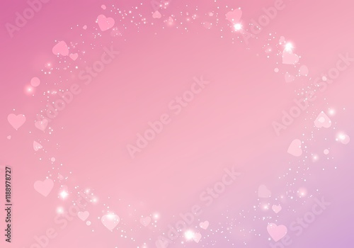 Romantic Pink Valentine s Day Background with Glowing Hearts and Sparkles