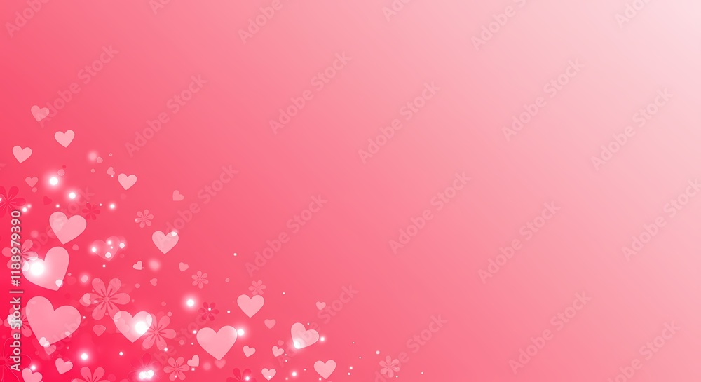 Romantic Pink Background with Scattered Hearts and Flowers for Valentine s Day Romantic Pink Background with Scattered Hearts and Flowers for Valentine s Day