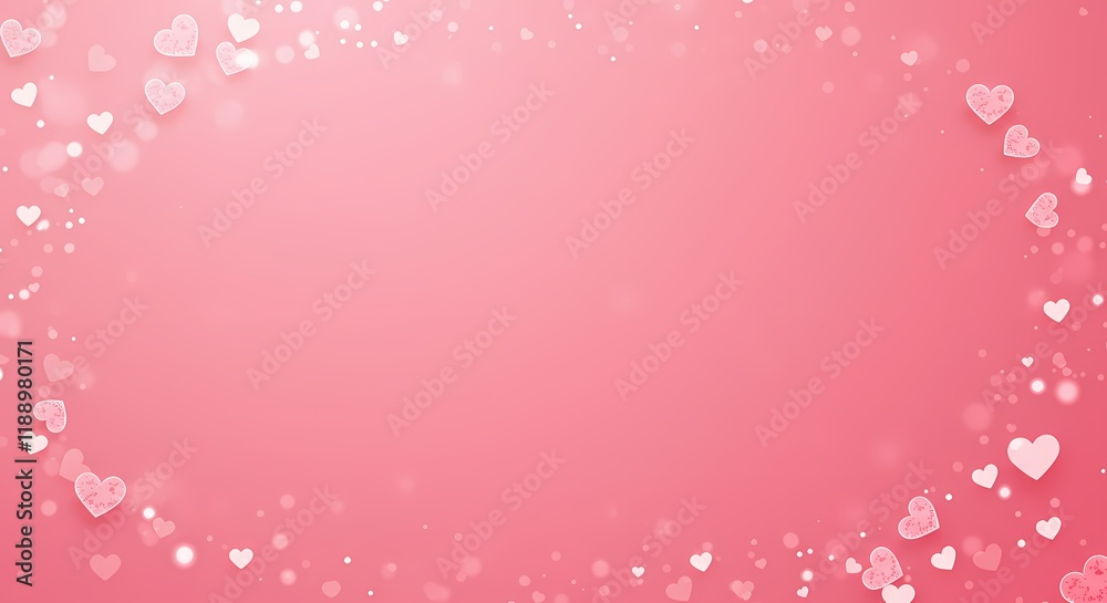 Romantic Pink Background with Scattered Hearts Valentine s Day Design Love Concept Romantic Pink Background with Scattered Hearts Valentine s Day Design Love Concept