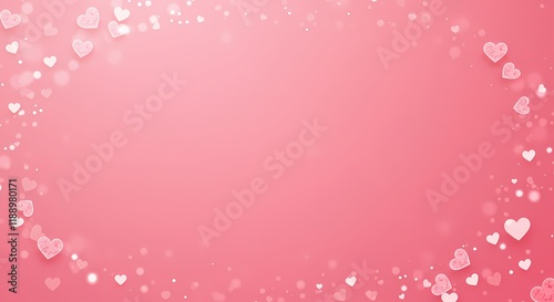 Romantic Pink Background with Scattered Hearts Valentine s Day Design Love Concept