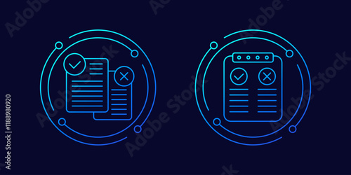 Pros and cons icons, linear design