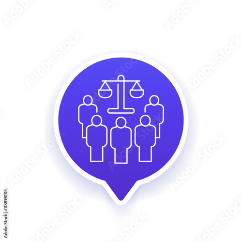 class action lawsuit line icon, collective legal case