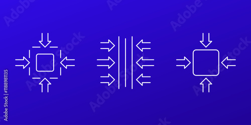compact size, reduce and pressure line icons, vector