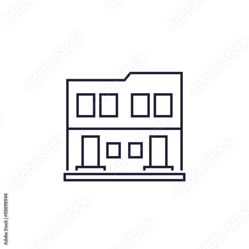 duplex icon, two family house line vector