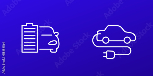 electric car or EV line icons