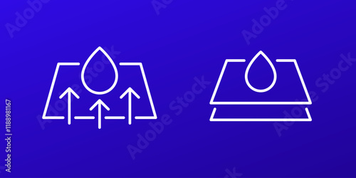 drying or moisture icons with water drops, line vector