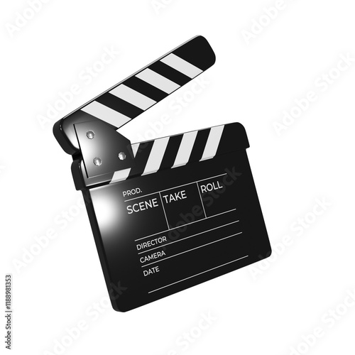 3d icon render black movie clapperboard illustration