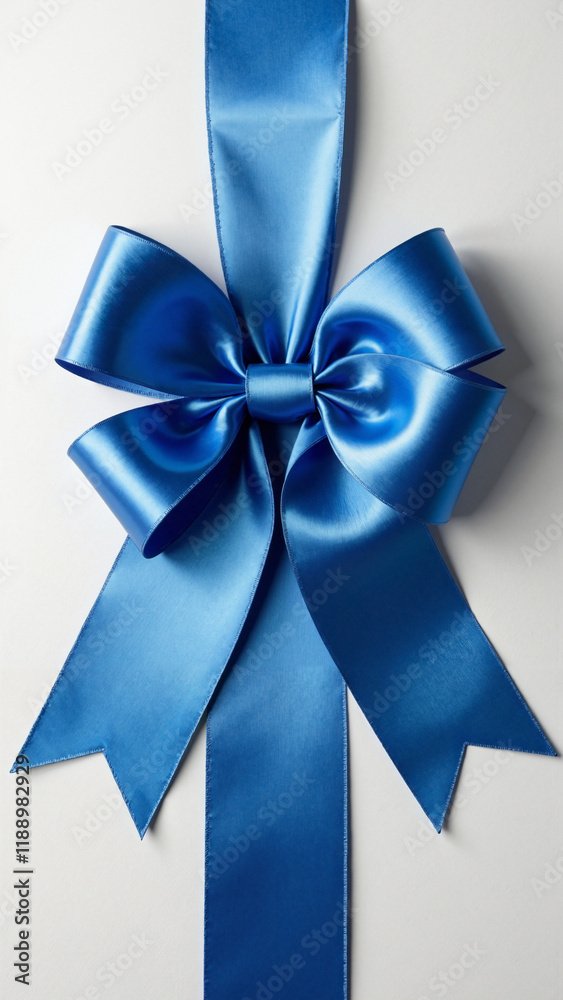 Elegant Blue Ribbon Bow on White: Symbol of Achievement for Awards, Marketing, and Celebrations Elegant Blue Ribbon Bow on White: Symbol of Achievement for Awards, Marketing, and Celebrations