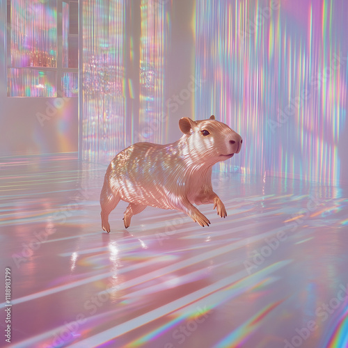 Dreamcore image of a Capybara with dreamy colors 