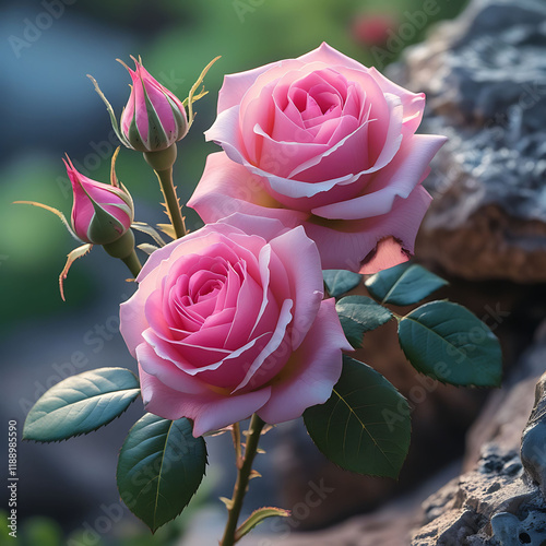 Closeup shot oflower, white background, rose - flower, pink color, beauty, photography, plant stem, beauty in nature, flower head, color image, nature, freshness, close-up, petaf a beautiful pink rose photo