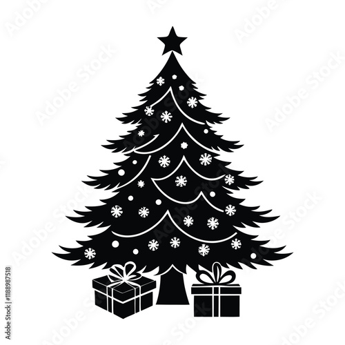 A beautifully adorned Christmas tree, draped in sparkling lights and elegant ornaments, surrounded by perfectly wrapped gifts, exuding a sense of luxury and festive charm.