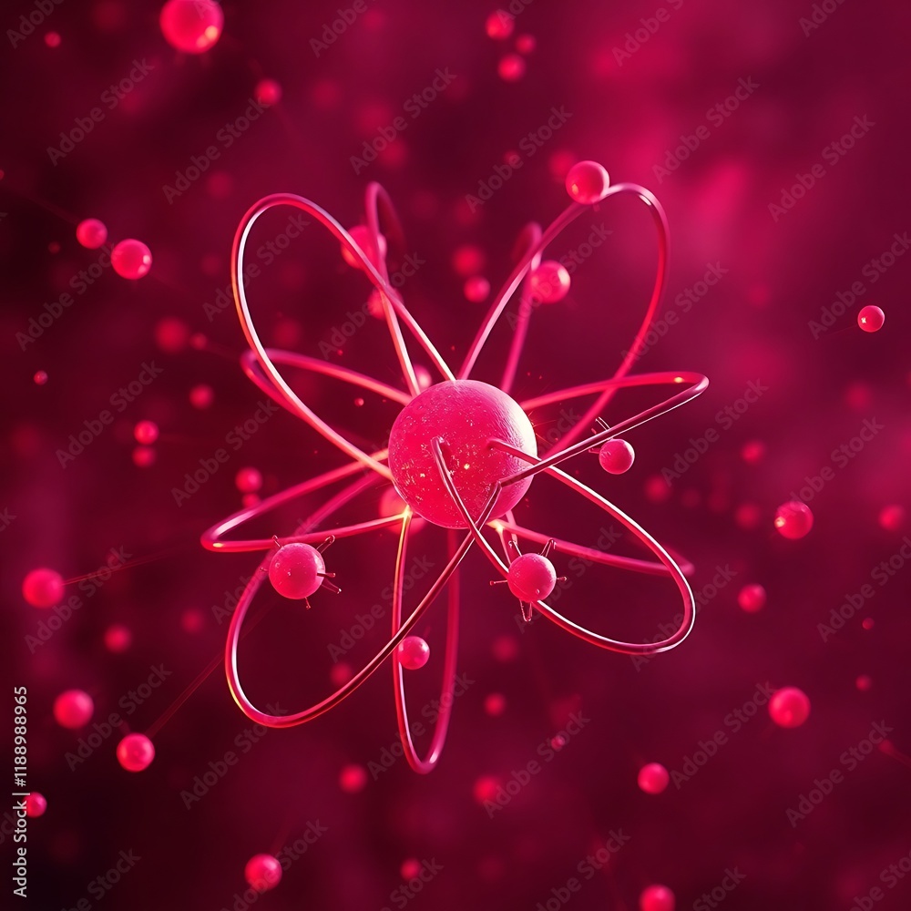Fototapeta premium Abstract pink atom model.