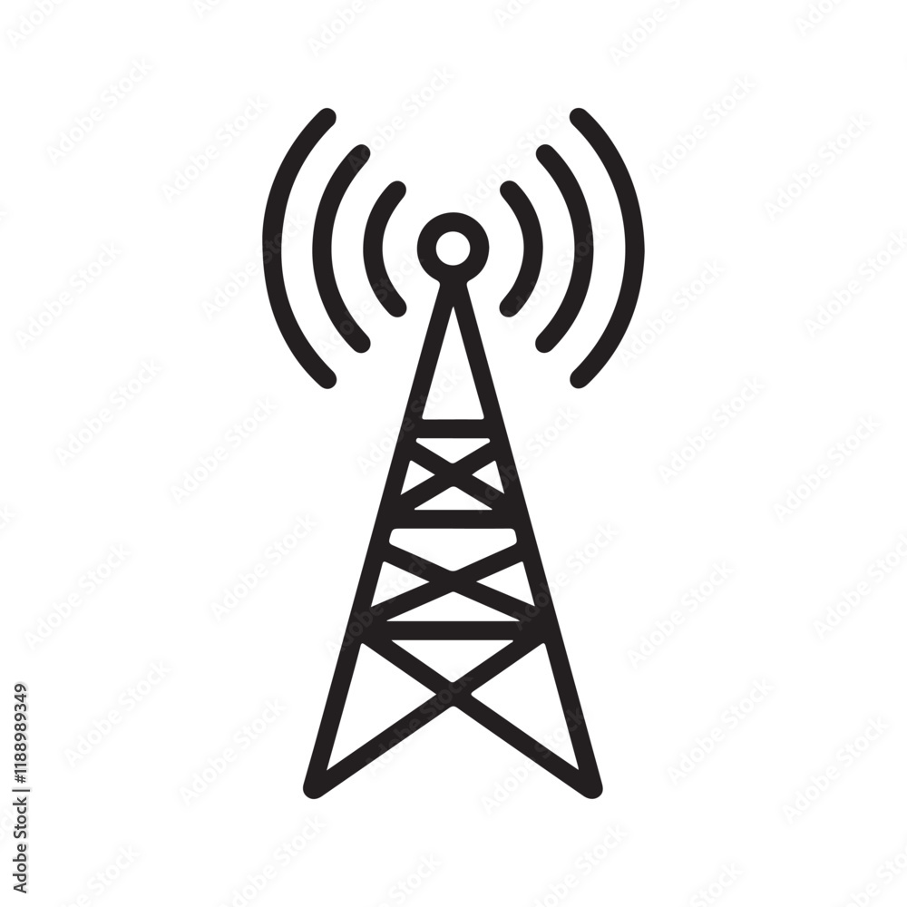 A black and white image of a tower icon A black and white image of a tower icon