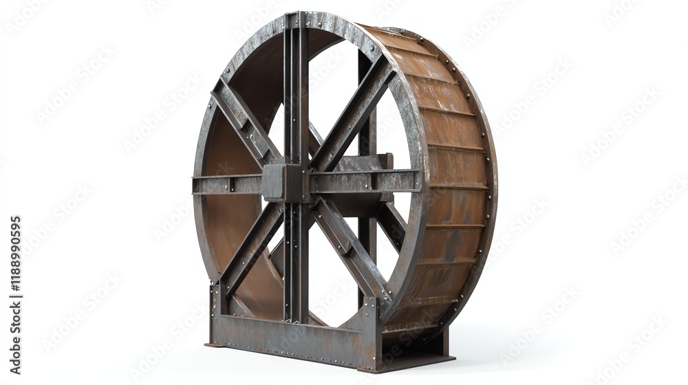 Rusty metal water wheel, isolated on white background. Rusty metal water wheel, isolated on white background.