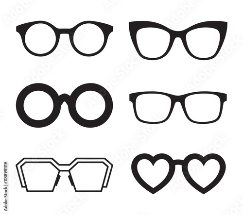 Retro collection of various eye glasses
