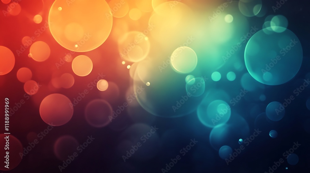 Abstract Background with Orange and Teal Bokeh Lights