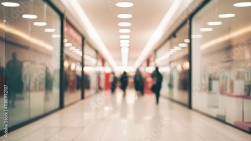 Wallpaper Mural indoor shopping mall, blurred people, motion blur, long hallway, bright lights, reflective floors, glass storefronts, modern architecture, symmetrical composition, vanishing point, busy atmosphere, re Torontodigital.ca