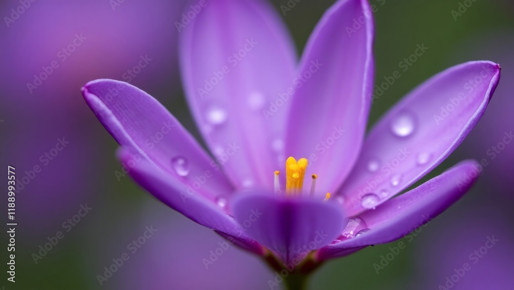 Close-up of a vibrant purple crocus flower with yellow stamen, perfect for spring-themed, botanical, or nature designs with a soft, delicate look. Close-up of a vibrant purple crocus flower with yellow stamen, perfect for spring-themed, botanical, or nature designs with a soft, delicate look.