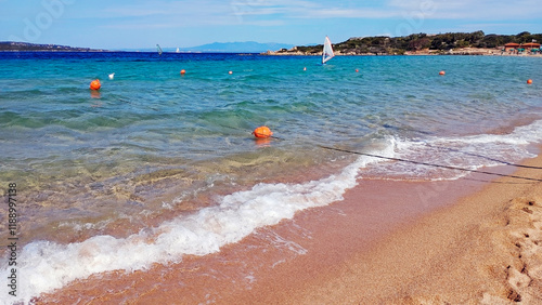 Porto Puddu, Palau, Sassari, Sardinia Island, (Sardegna), Italy. The crystal-clear sea of Porto Pollo beach, a famous destination for windsurfers. photo