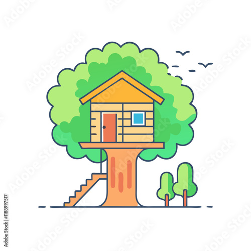 treehouse vector icon, treehouse vector illustration - simple illustration of treehouse, perfect for logos,and treehouse -themed designs.