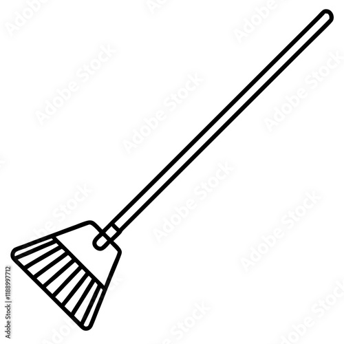 Abstract Rake Silhouette Line Art