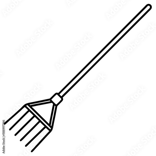 Abstract Rake Silhouette Line Art