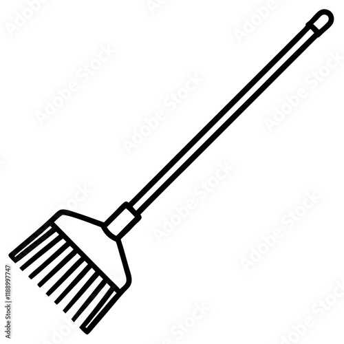 Abstract Rake Silhouette Line Art