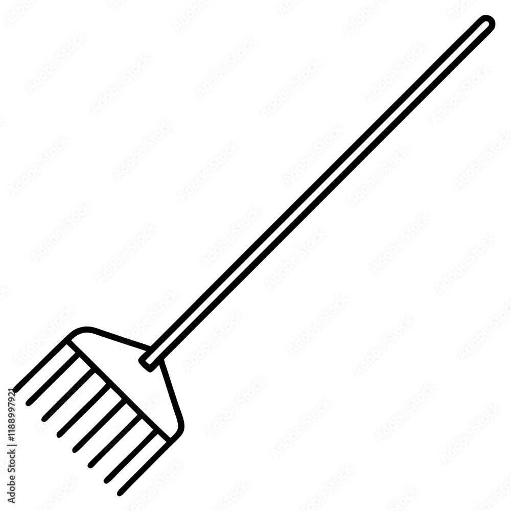 Naklejka premium Abstract Rake Silhouette Line Art