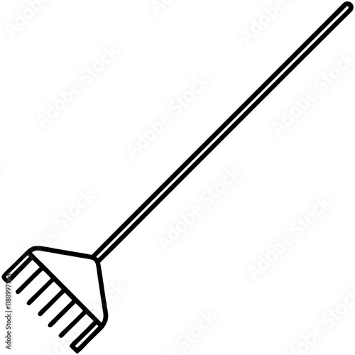 Abstract Rake Silhouette Line Art