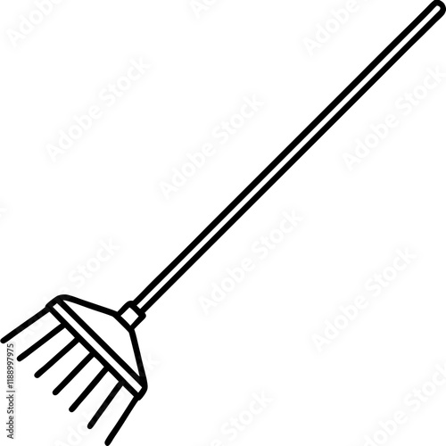 Abstract Rake Silhouette Line Art