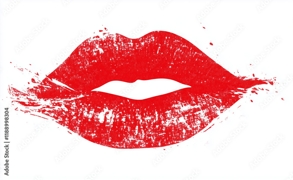 Fototapeta premium Isolated Red Lipstick Kiss Mark Vector on White Background, Clip Art for Valentine's Day Celebration.