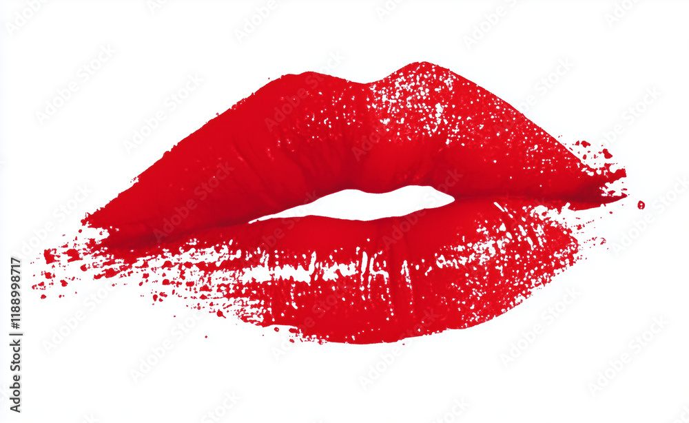 Fototapeta premium Isolated Red Lipstick Kiss Mark Vector on White Background, Clip Art for Valentine's Day Celebration.