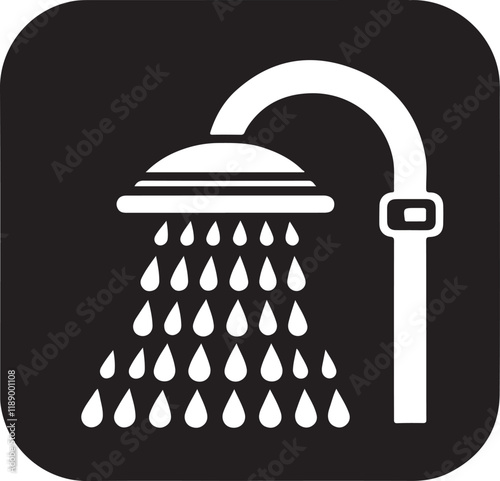 Shower icon silhouette vector. Shower sing. Shower logo icon. Watering can bathroom icon on a white background