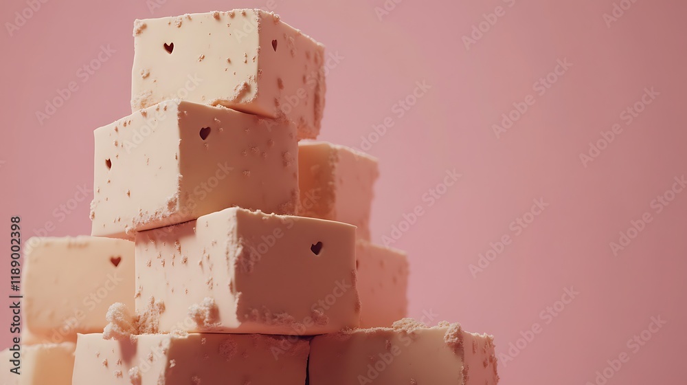 Obraz premium Pink Cubes Stacked With Small Hearts