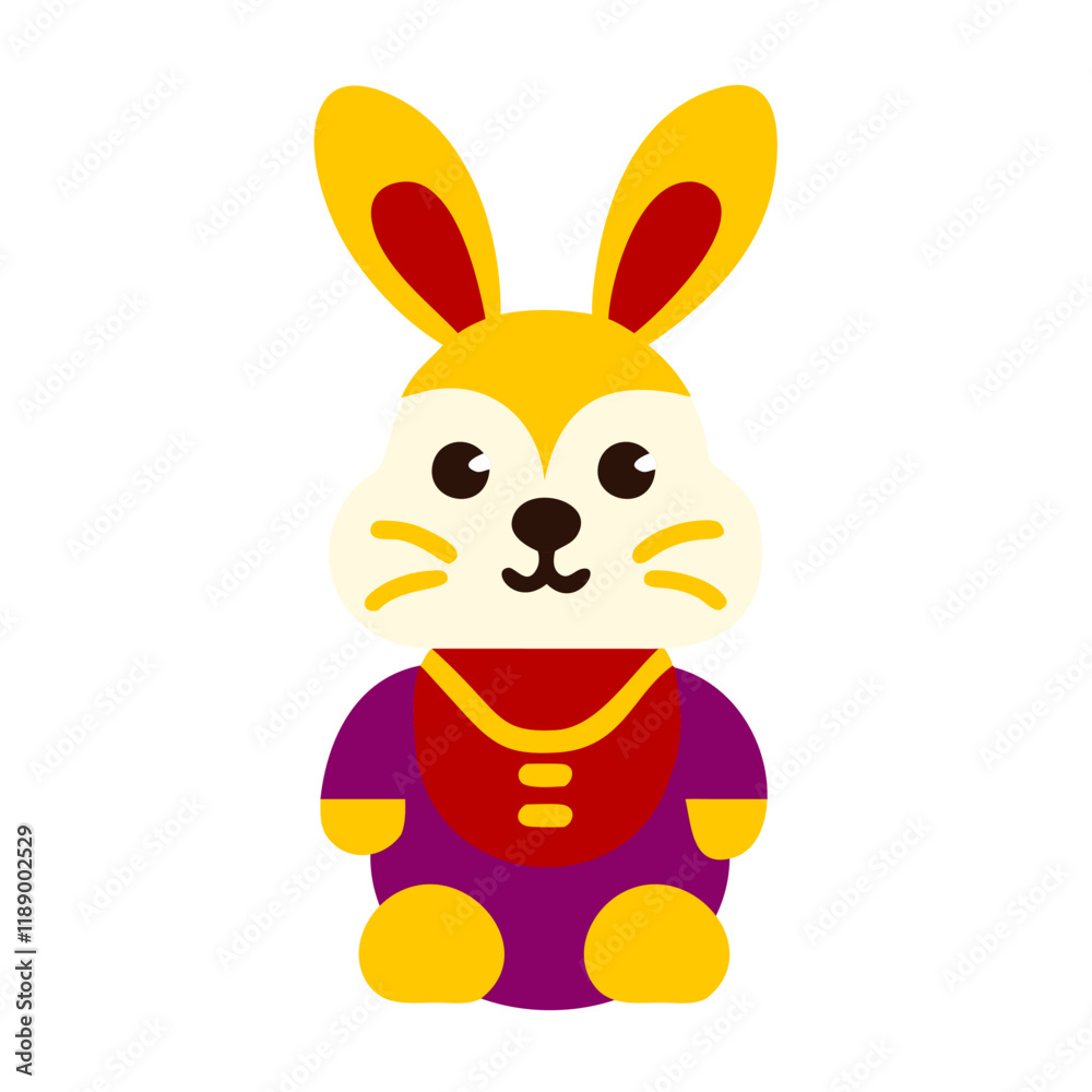 Yellow Bunny with Purple Jacket Vector illustration of Easter cartoon Yellow Bunny with Purple Jacket Vector illustration of Easter cartoon