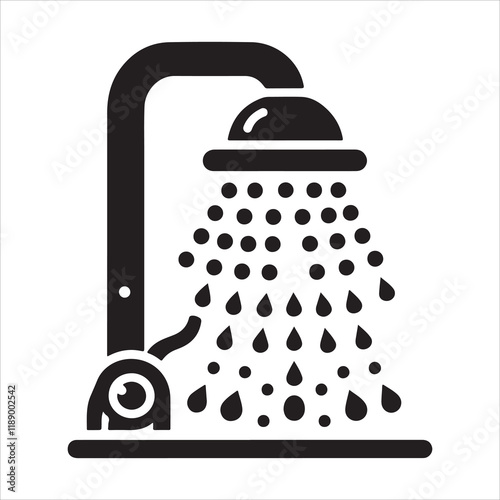 Shower icon silhouette vector. Shower sing. Shower logo icon. Watering can bathroom icon on a white background